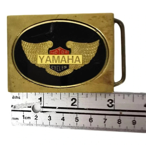 Vintage Yamaha Motor Cycles Solid Brass Mens Belt Buckle Motorcycle - Picture 2 of 3